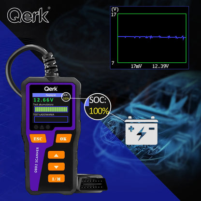 Automobilio diagnostinė sąsaja OBD2 PL meniu spalvotas ekranas QERK T51