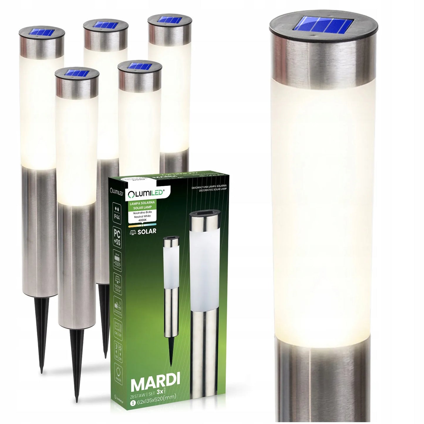6x LED saulės sodo šviestuvai, įsmeigiami į žemę, dekoratyviniai sodo stulpeliai