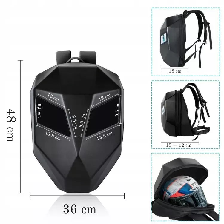 Motociklo kuprinė su LED akimis – neperšlampama, su Bluetooth