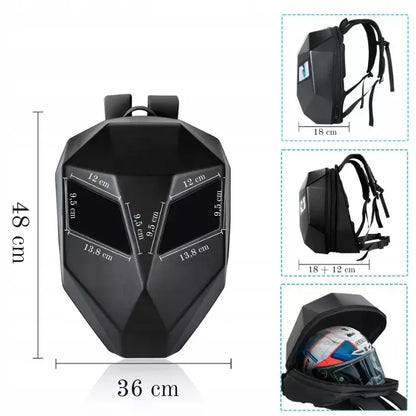 Motociklo kuprinė su LED akimis – neperšlampama, su Bluetooth