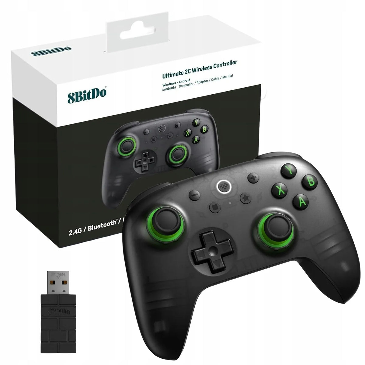 8BitDo Ultimate 2C belaidis žaidimų valdiklis, skirtas „Windows“ kompiuteriams ir „Android“, juodas