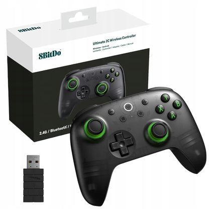 8BitDo Ultimate 2C belaidis žaidimų valdiklis, skirtas „Windows“ kompiuteriams ir „Android“, juodas