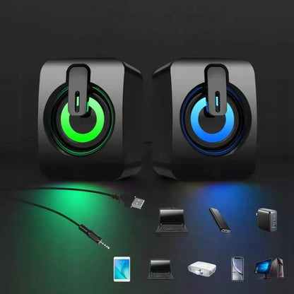 Kompiuterinės kolonėlės PC Sound Box RGB Stereofoninis Mikrofonas HIFI USB
