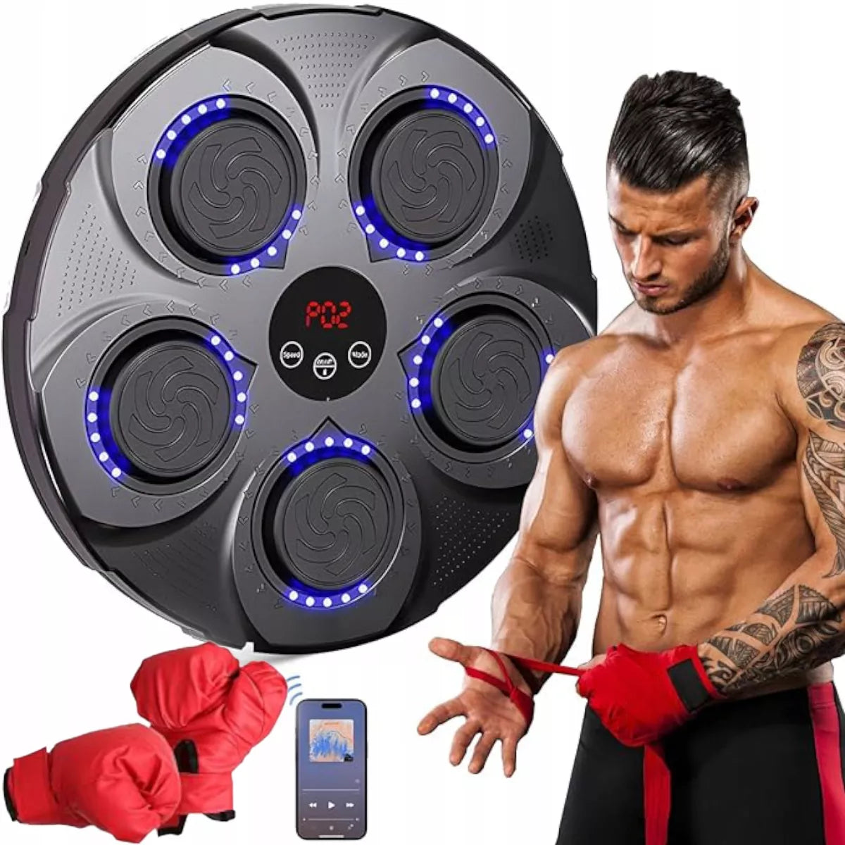 Muzikinė bokso treniruočių lenta su Bluetooth + pirštinės