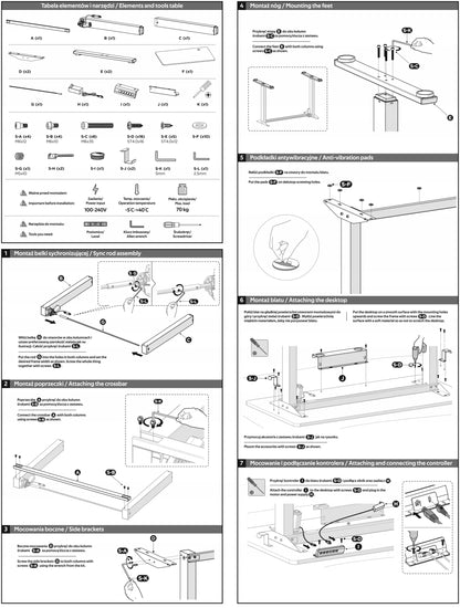 Elektrinis reguliuojamas stalas Control+ 120/60 LVNSystem juodas, aukščio reguliavimas 73-122 cm