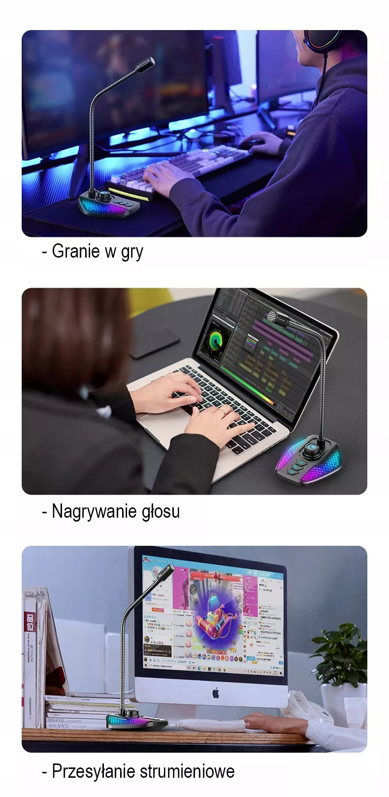 LED RGB mikrofonas žaidimams – PC ir nešiojamiesiems kompiuteriams