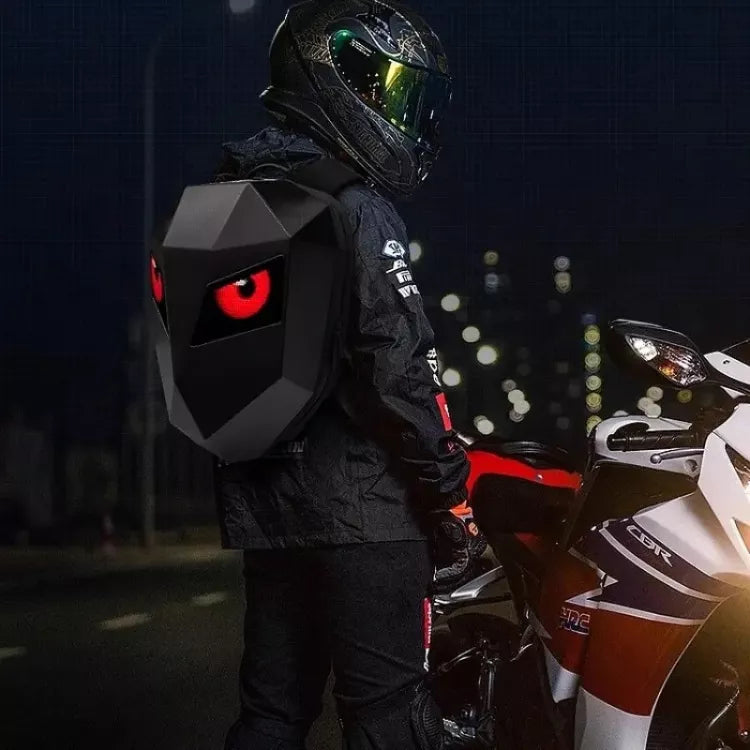 Motociklo kuprinė su LED akimis – neperšlampama, su Bluetooth