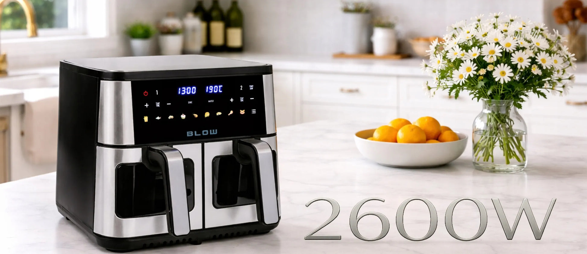 9L Dviejų Kamerų Karšto Oro Gruzdintuvė 2600W