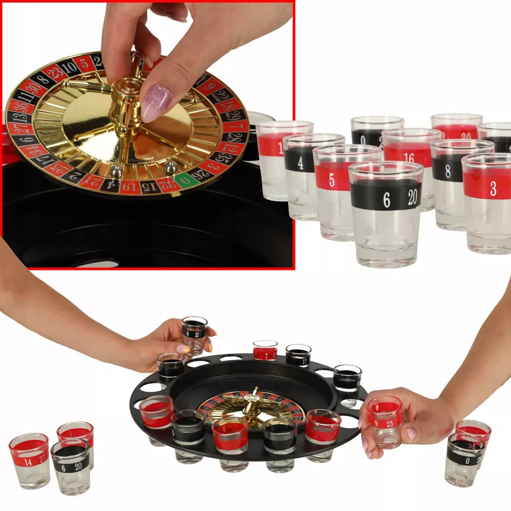 Alkoholinis žaidimas „Ruletė“ – 16 dalių rinkinys vakarėliui