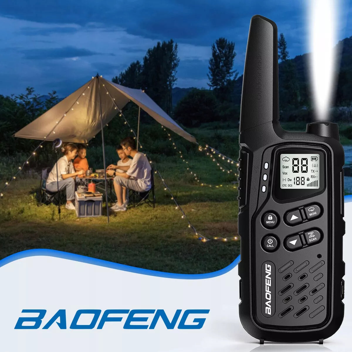 BAOFENG BF-25E ROKETIS RADISTACIJA ILGAS ATSISVEIKINIMAS SUBKANALAI PROGRAMUOJAMAS USB-C ŽIBINTUVĖLIS