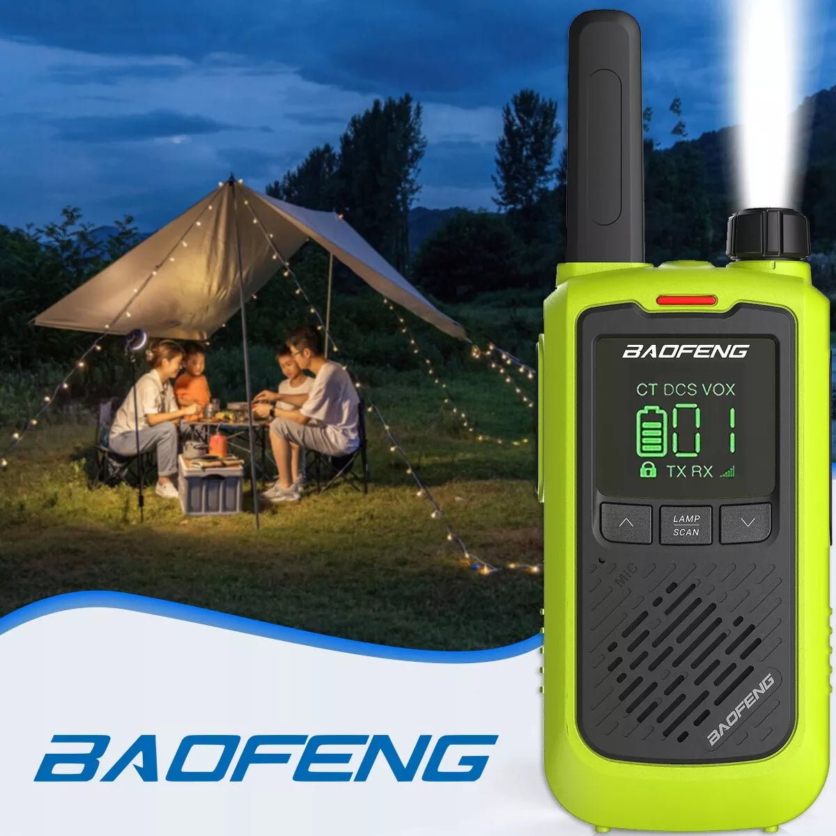 BAOFENG BF-T17 ES TRUMBA RANKINĖ RADIJO STOTELĖ ŽIBINTUVĖLIS USB