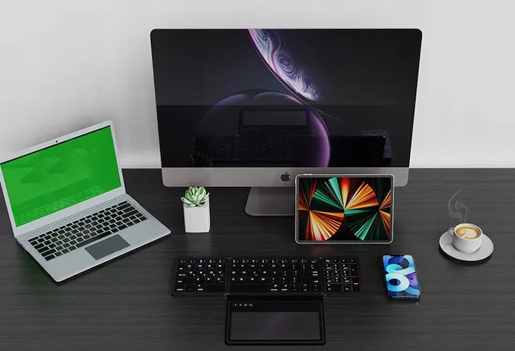 Mini belaidė sulankstoma „Bluetooth“ klaviatūra su „Touchpad“
