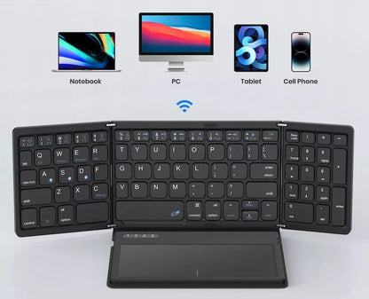 Mini belaidė sulankstoma „Bluetooth“ klaviatūra su „Touchpad“