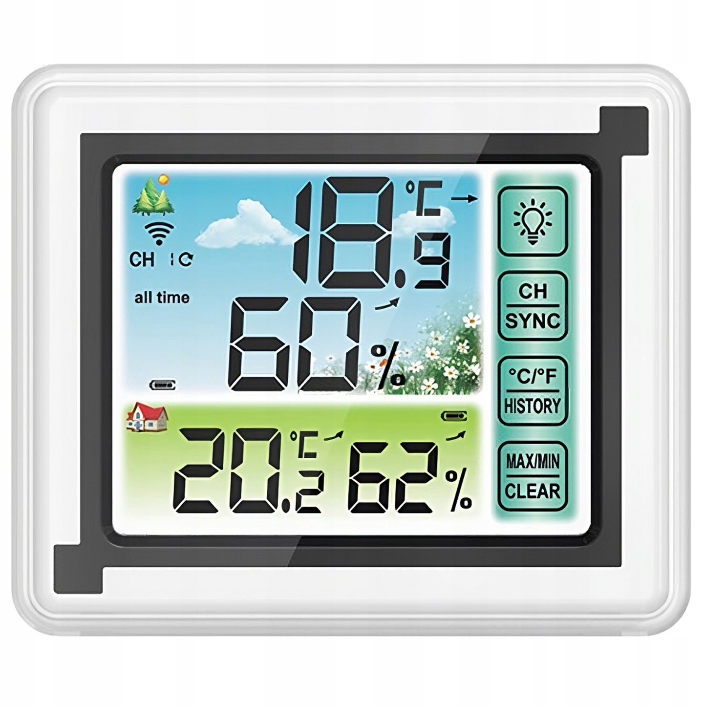 Bezvadu meteoroloģiskā stacija ar higrometru, termometru un āra sensoru