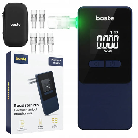 Boste Roadster Pro elektrocheminis alkotesteris su priedais ir išmaniąja programėle
