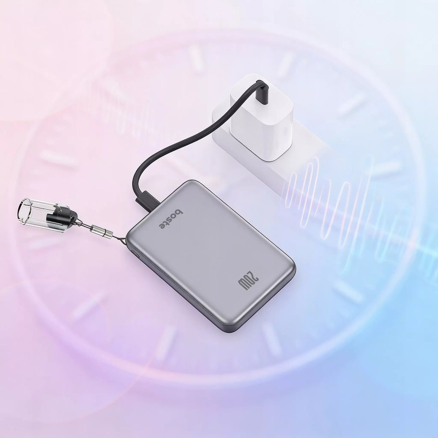 Boste išorinė baterija (power bank) su MagSafe belaidžiu krovimu ir 20W PD USB-C laidu