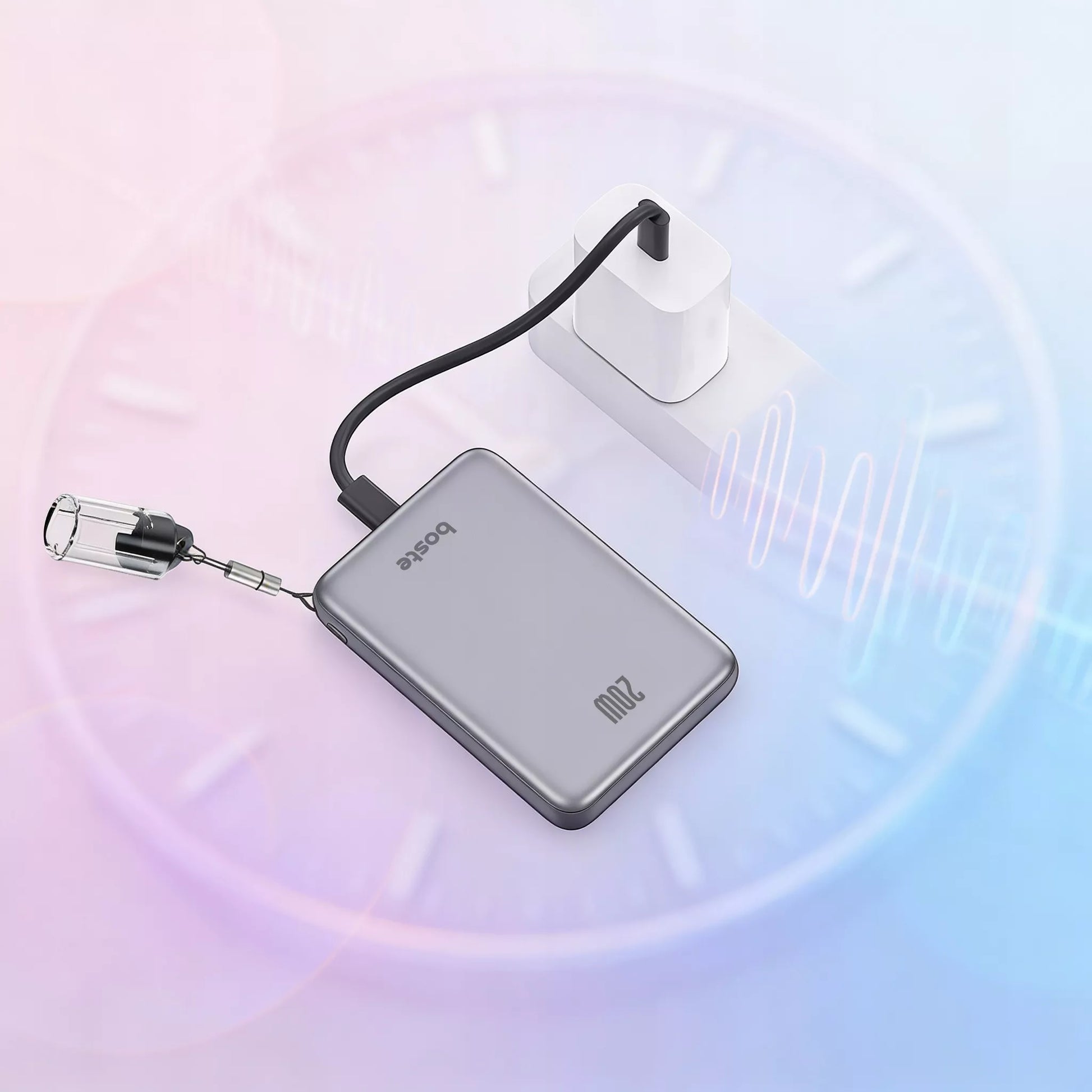 Boste išorinė baterija (power bank) su MagSafe belaidžiu krovimu ir 20W PD USB-C laidu