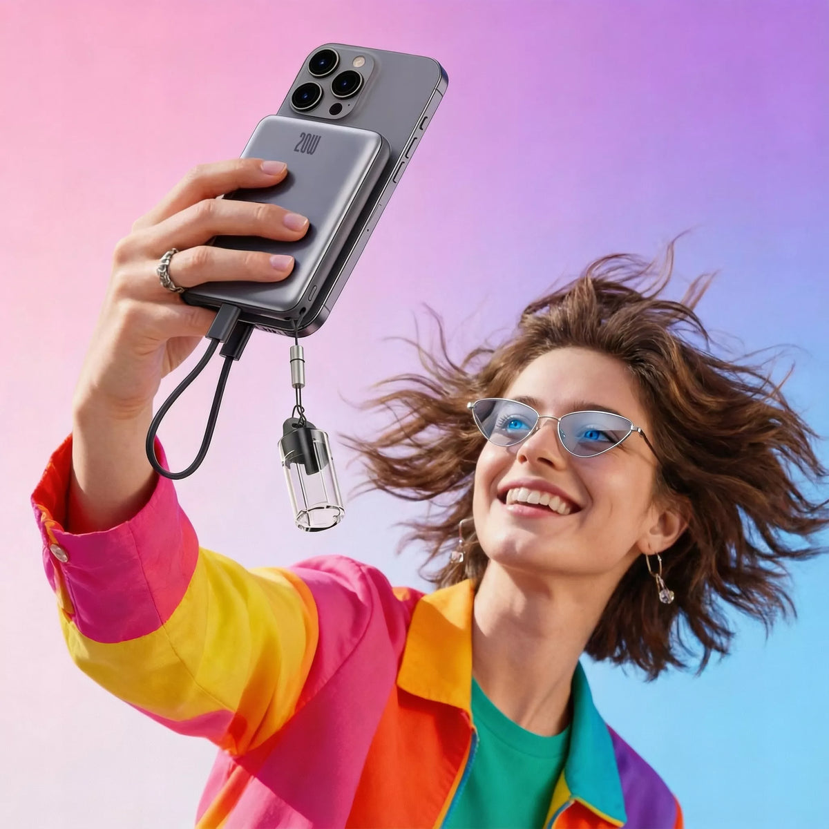 Boste išorinė baterija (power bank) su MagSafe belaidžiu krovimu ir 20W PD USB-C laidu