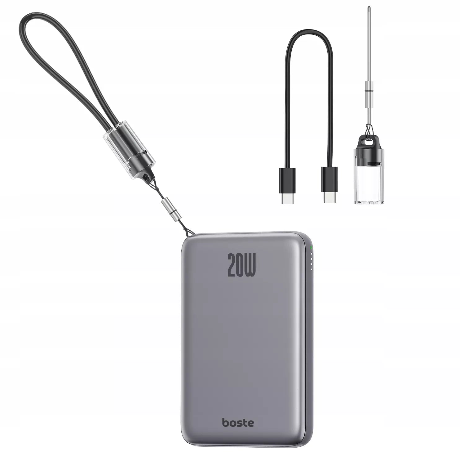 Boste išorinė baterija (power bank) su MagSafe belaidžiu krovimu ir 20W PD USB-C laidu