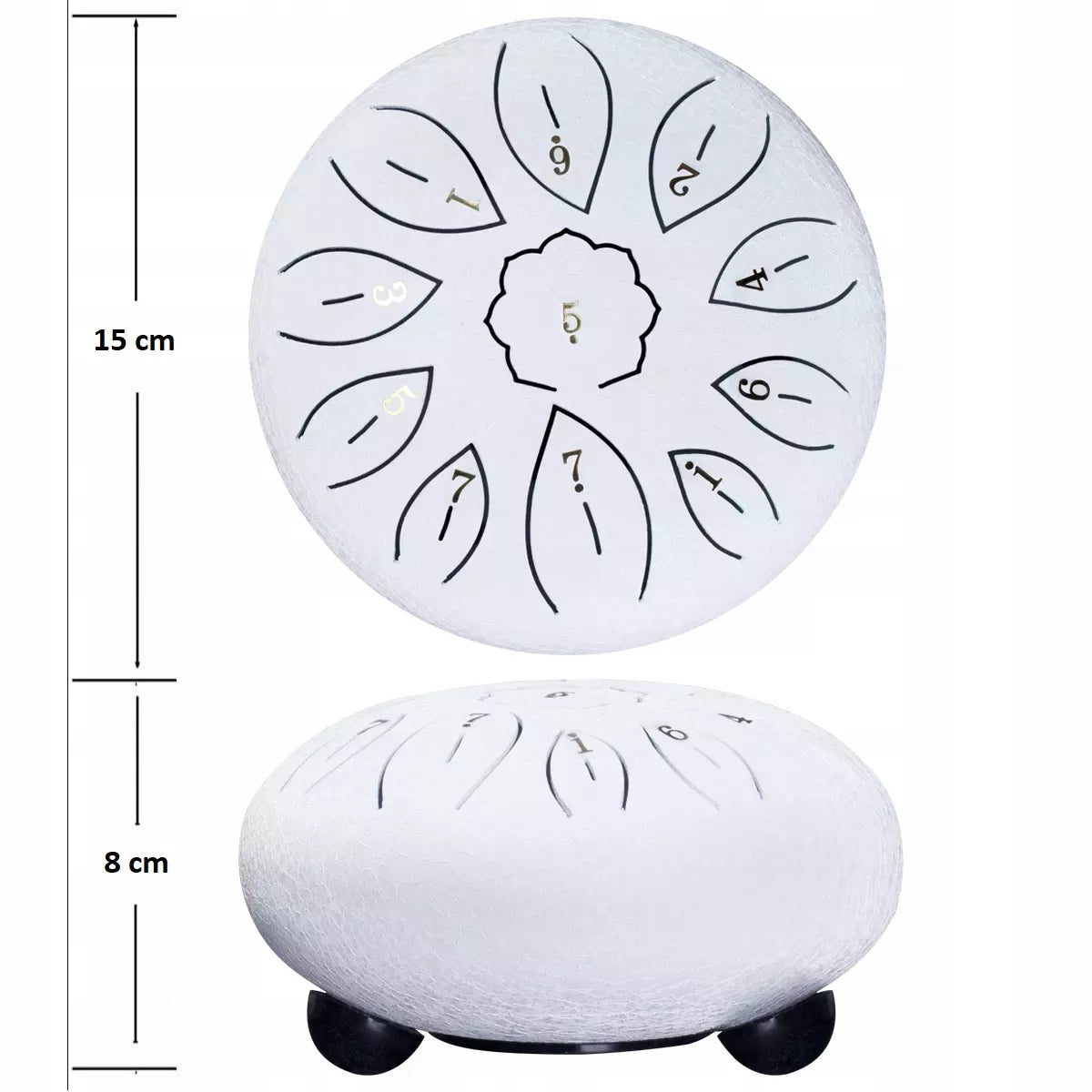 Pilkas grafito liežuvinis būgnas 6" – Steel Tongue Drum, plieninis, 11 tonų