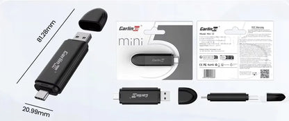 Belaidis adapteris CarlinKit Mini SE CarPlay Bluetooth USB automobiliui