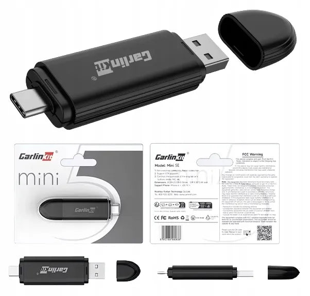 Belaidis adapteris CarlinKit Mini SE CarPlay Bluetooth USB automobiliui