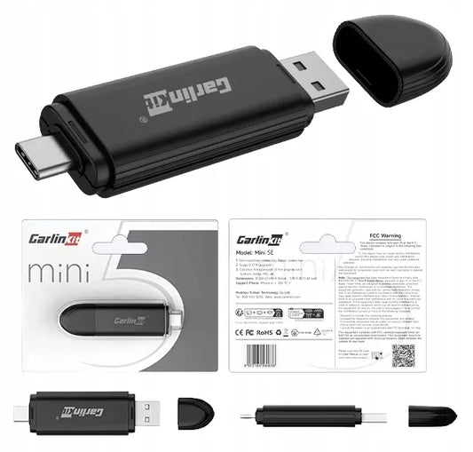 Belaidis adapteris CarlinKit Mini SE CarPlay Bluetooth USB automobiliui