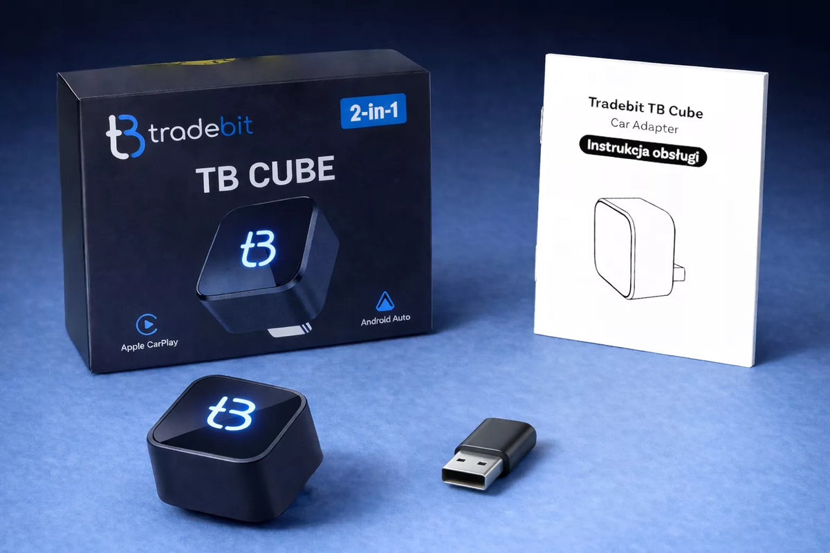 Belaidis USB-C TB CUBE Tradebit CarPlay Android Auto adapteris, juodas