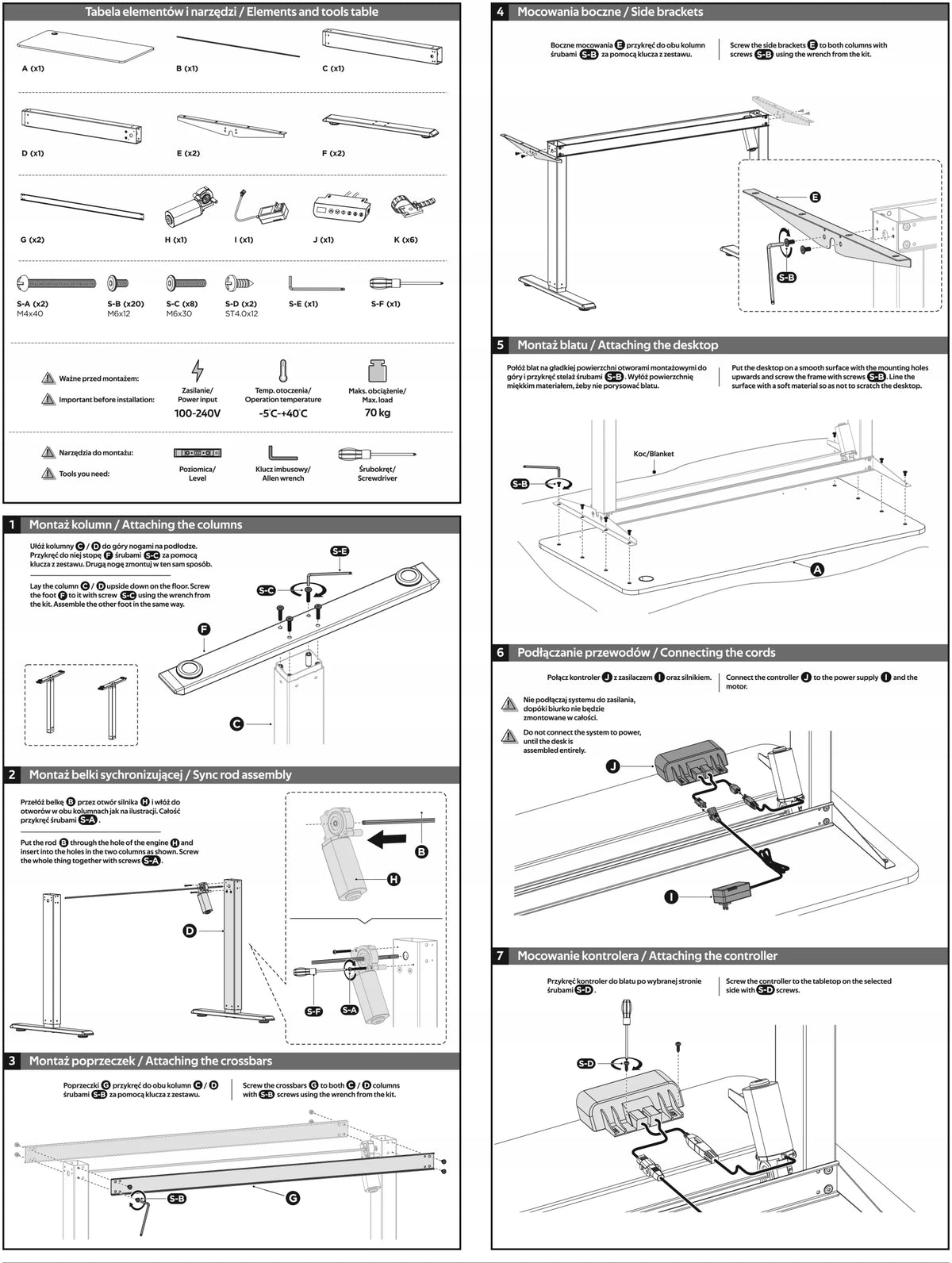 Elektrinis reguliuojamas stalas Control 120×60 cm – baltas, aukštis 72–114 cm