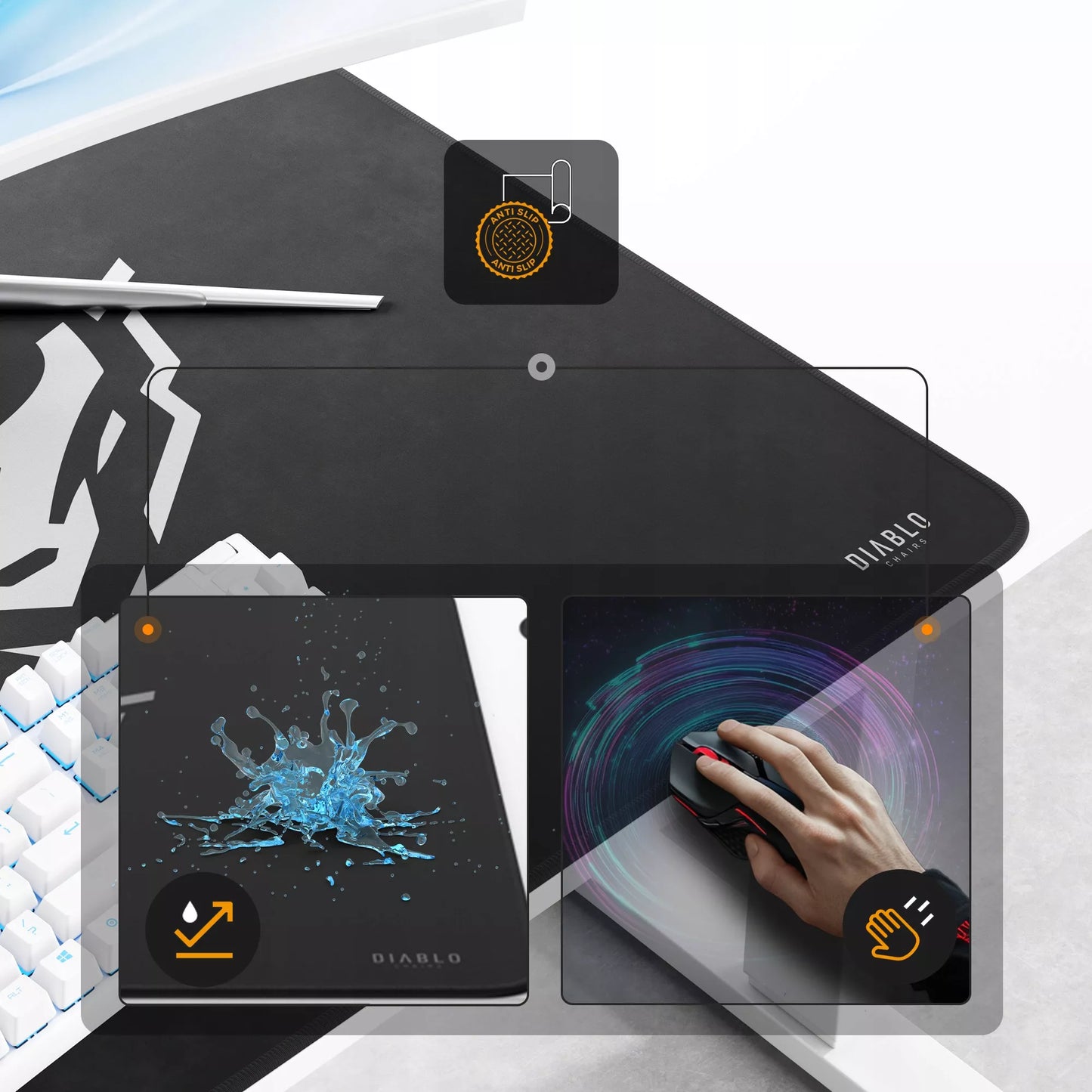 Stalas su aukščio reguliavimu 140cm darbui ir žaidimams DIABLO X-TENSIO Baltas