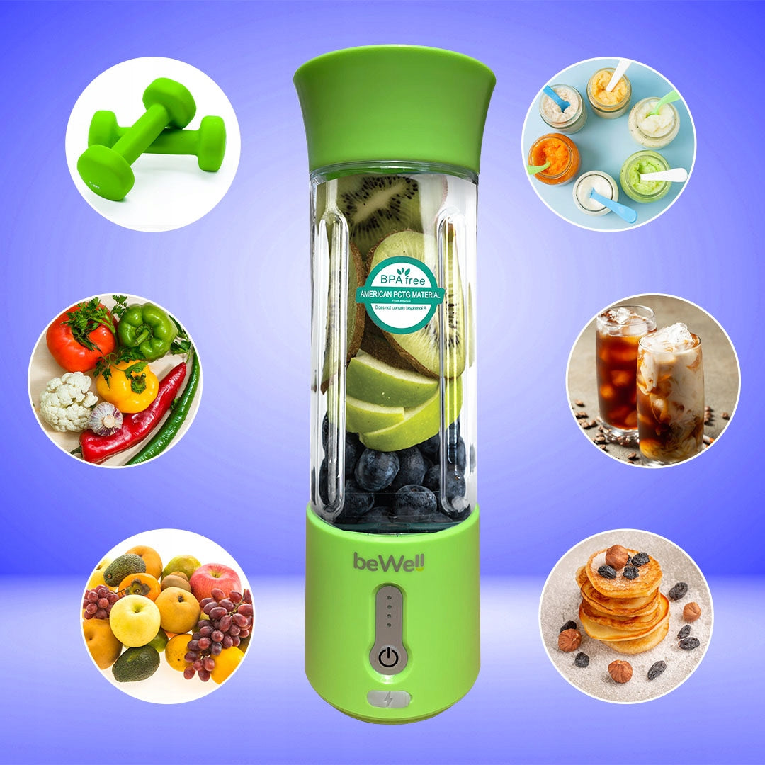 BeWell bezvadu ceļojumu blenderis 500 ml – jaudīgs, uzlādējams blenderis ar USB