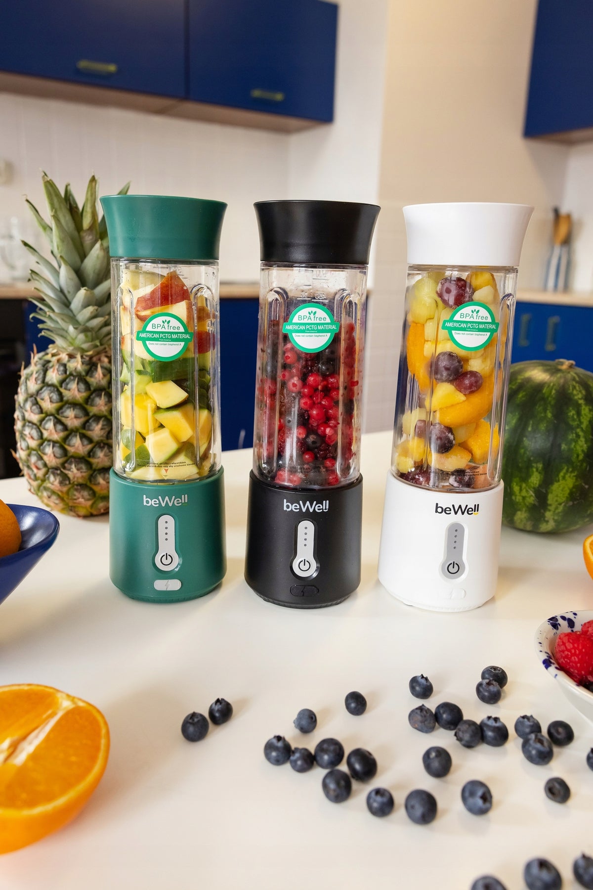 Pārnēsājams bezvadu blenderis beWell USB 500ml – jaudīgs kokteiļu blenderis