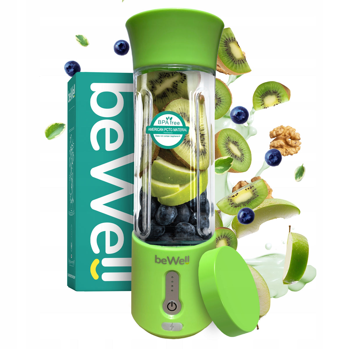 BeWell bezvadu ceļojumu blenderis 500 ml – jaudīgs, uzlādējams blenderis ar USB