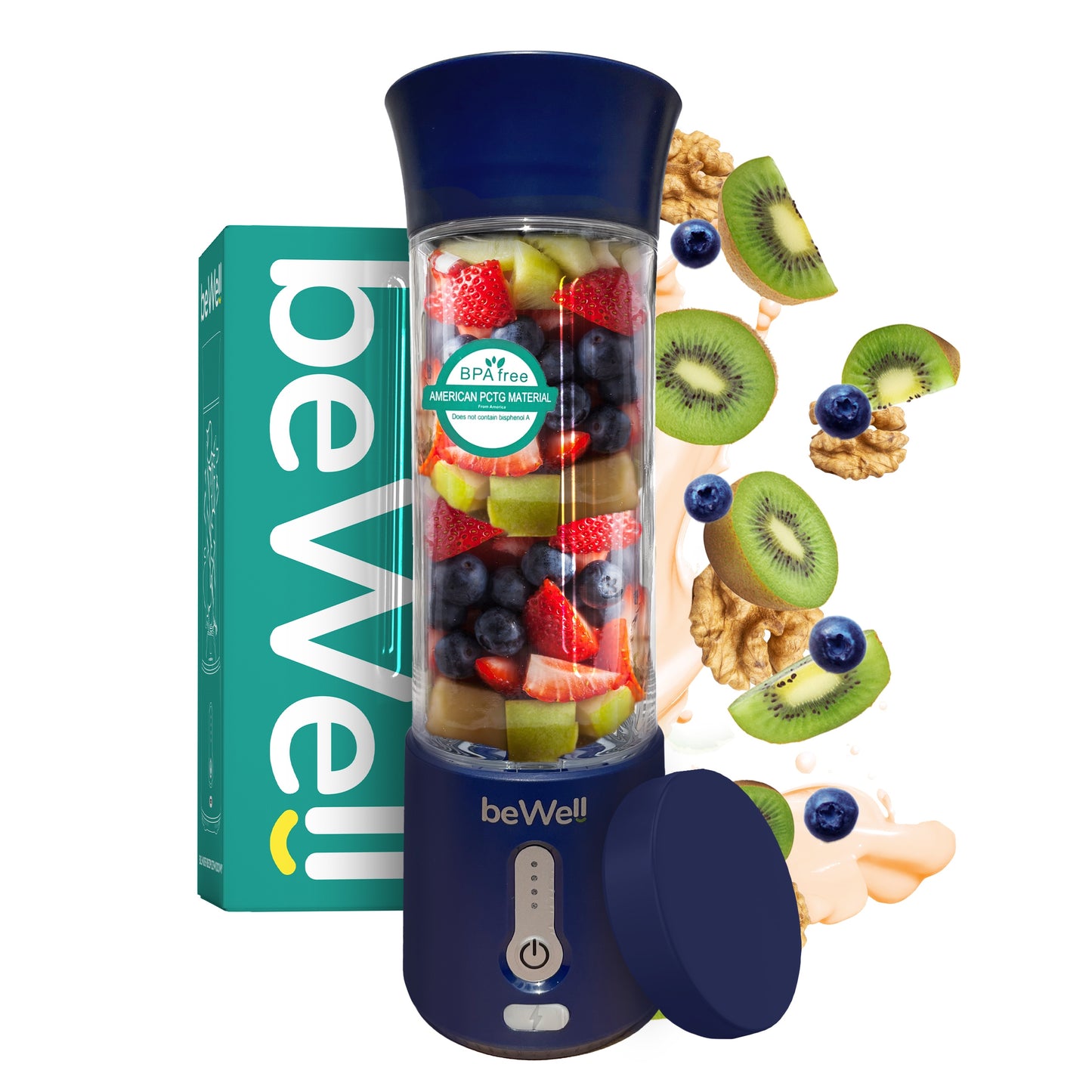 Jaudīgs bezvadu kokteiļu blenderis beWell — pārnēsājams, uzlādējams ar USB, 500 ml