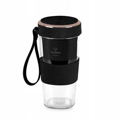 Pārnēsājams bezvadu USB blenderis kokteiļiem FTV-0176, 400 ml, melns ar rozā zelta akcentu