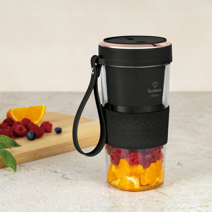 Pārnēsājams bezvadu USB blenderis kokteiļiem FTV-0176, 400 ml, melns ar rozā zelta akcentu