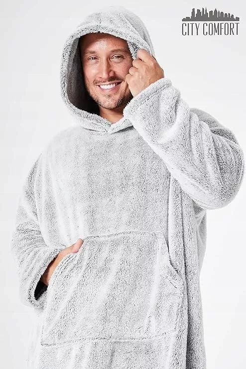Universali Dydžio Laisvalaikio Jaka su Gobtuvu, Chalatas, Minkštas Per Dydžio Kailinis Pledukas
