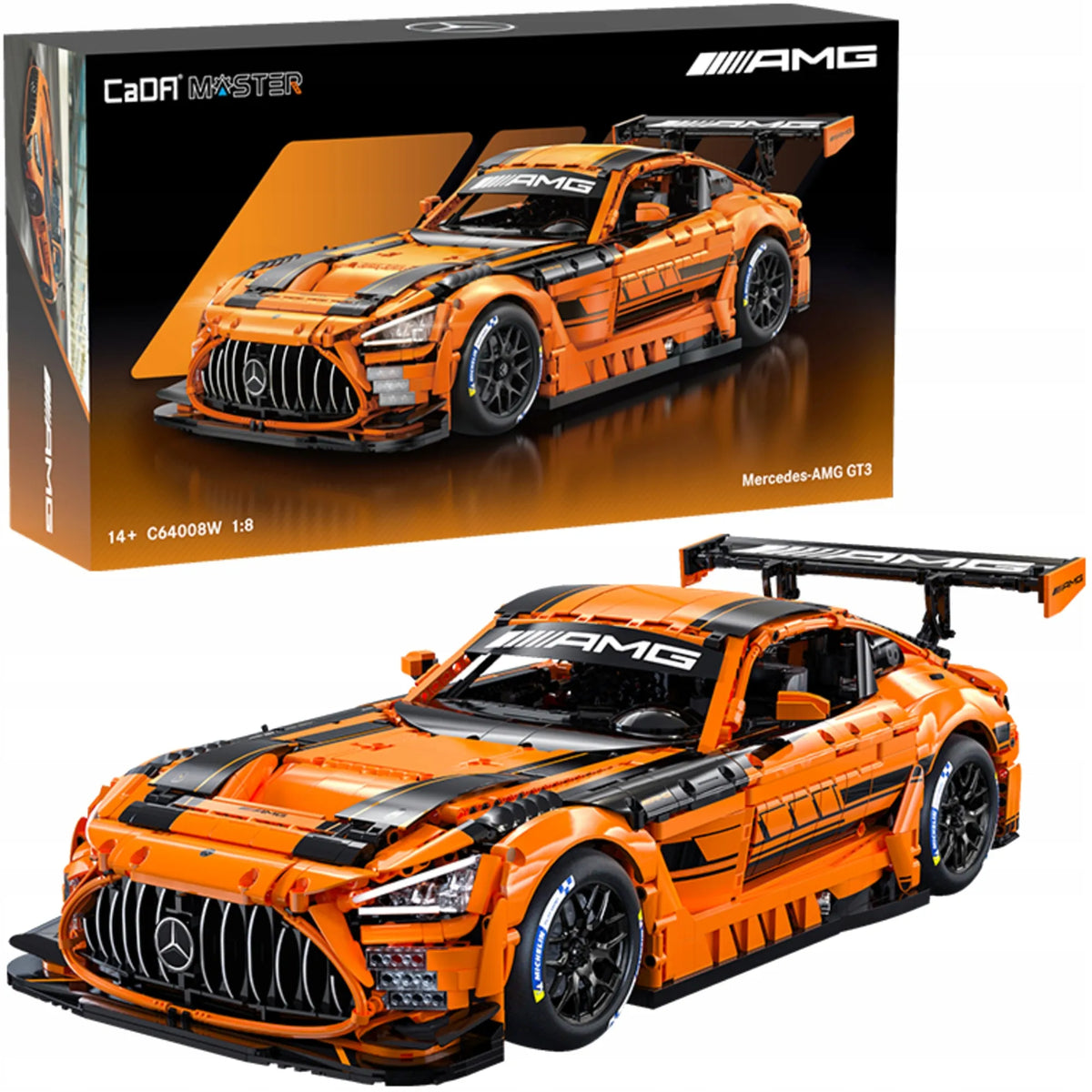 CaDA konstravimo kaladėlių rinkinys Mercedes AMG GT3 1:8, 5466 detalių + apšvietimas