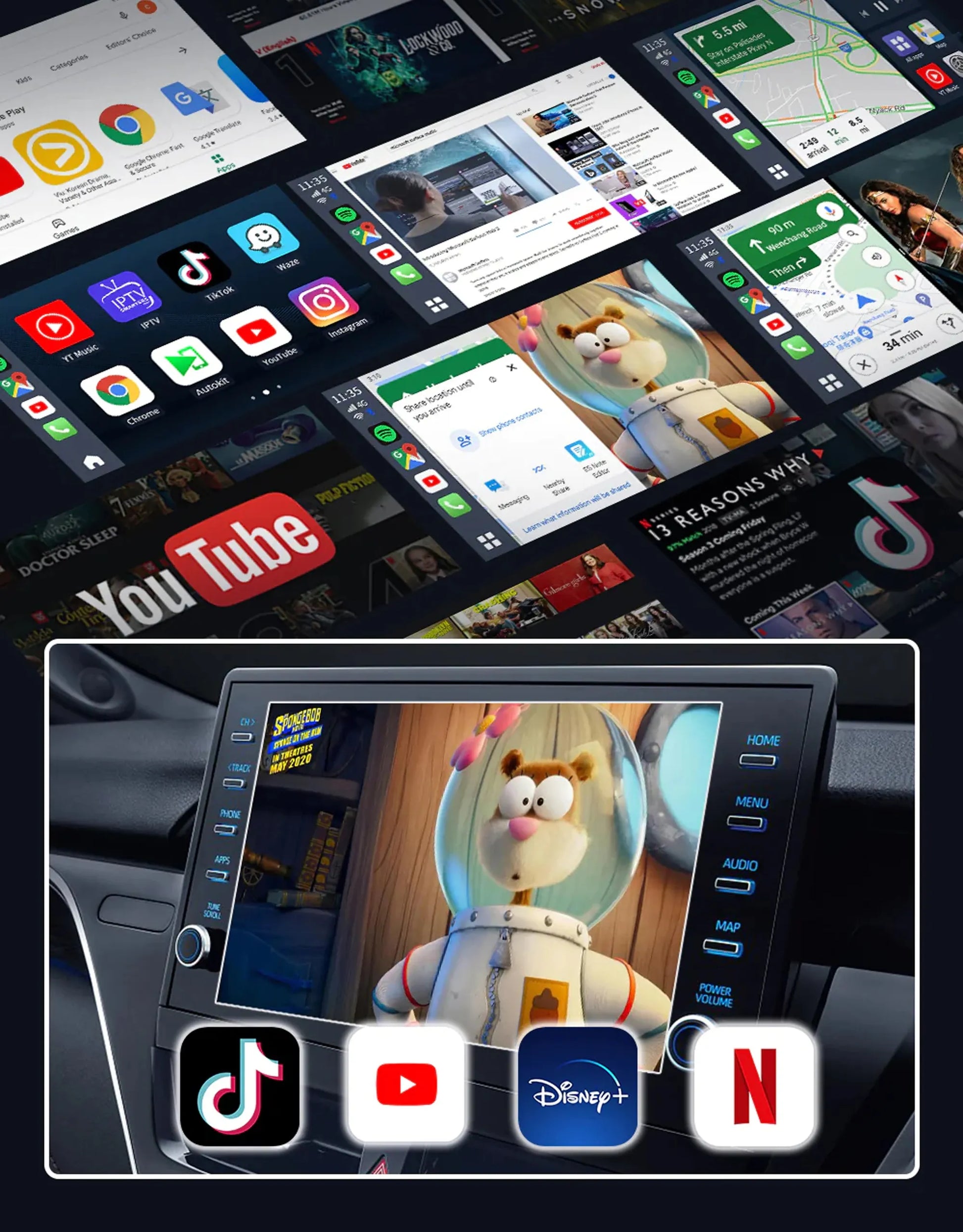 Carlinkit TBox S2 4/64GB adapteris Apple CarPlay Android Auto su SIM kortelės lizdu