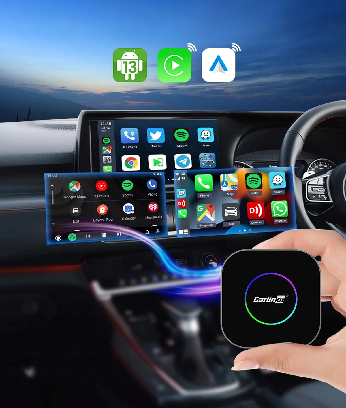 Carlinkit TBox S2 4/64GB adapteris Apple CarPlay Android Auto su SIM kortelės lizdu