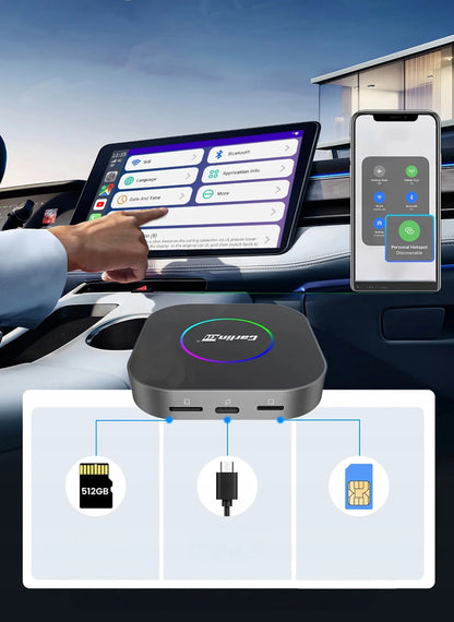 Carlinkit TBox S2 4/64GB adapteris Apple CarPlay Android Auto su SIM kortelės lizdu