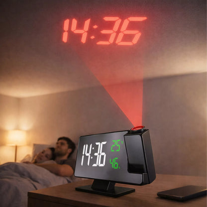 SKAITMENINIS ELEKTRONINIS ŽADINTUVAS SU LED PROJEKTORIUMI VEIDRODIS TERMOMETRAS LAIKRODŽIAI