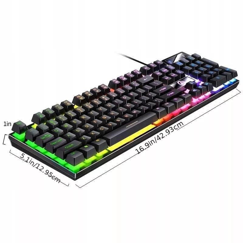 JUODA KLAVIATŪRA SU RGB APŠVIETIMU ŽAIDĖJAMS GAMING LED JUODA