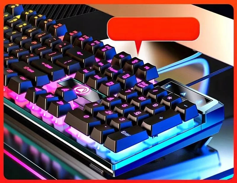 JUODA KLAVIATŪRA SU RGB APŠVIETIMU ŽAIDĖJAMS GAMING LED JUODA