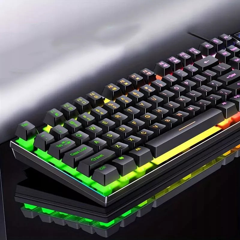 JUODA KLAVIATŪRA SU RGB APŠVIETIMU ŽAIDĖJAMS GAMING LED JUODA