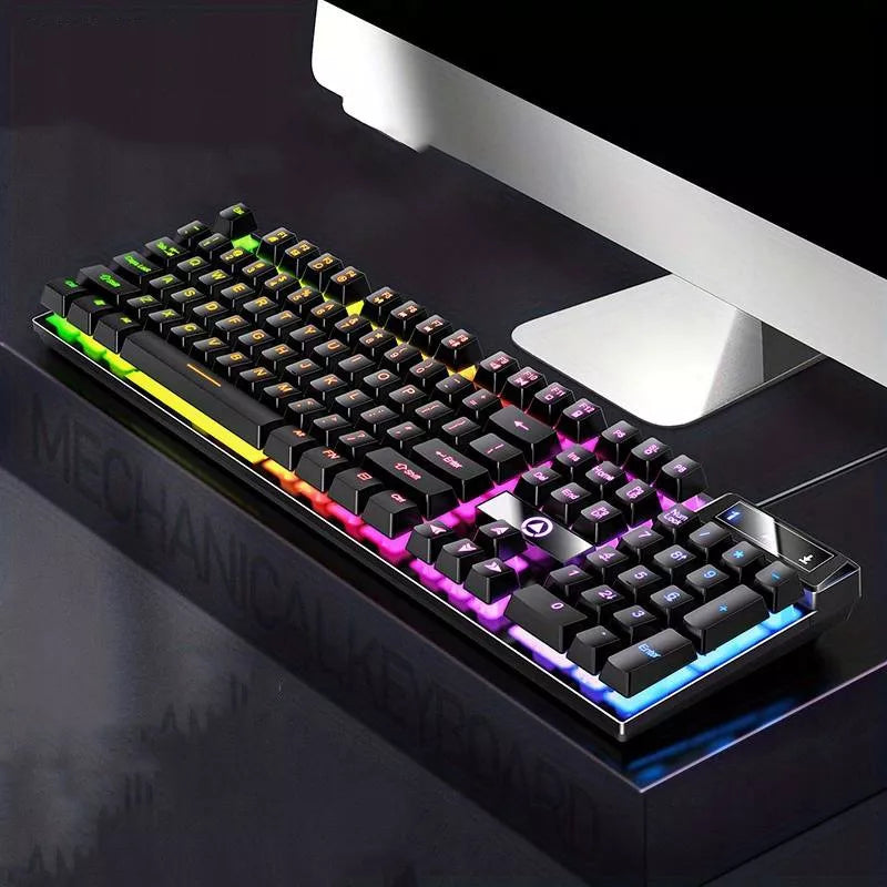JUODA KLAVIATŪRA SU RGB APŠVIETIMU ŽAIDĖJAMS GAMING LED JUODA