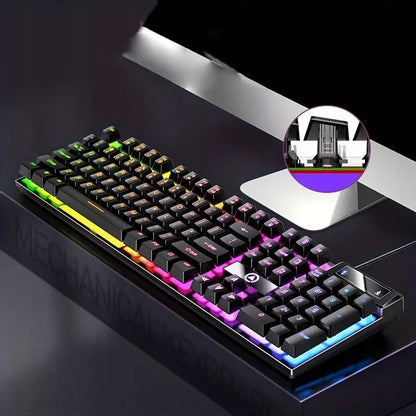 JUODA KLAVIATŪRA SU RGB APŠVIETIMU ŽAIDĖJAMS GAMING LED JUODA