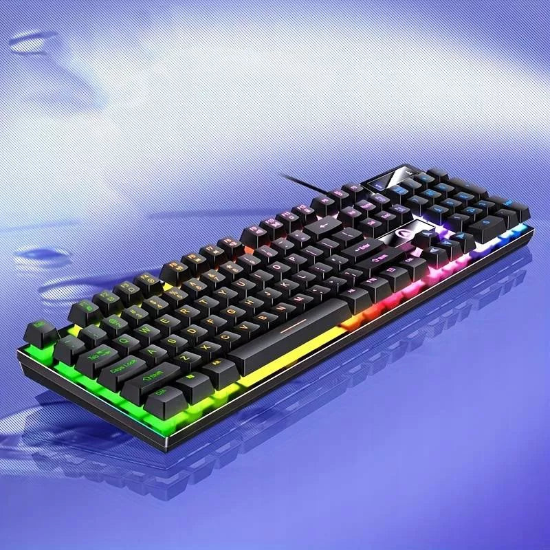 JUODA KLAVIATŪRA SU RGB APŠVIETIMU ŽAIDĖJAMS GAMING LED JUODA