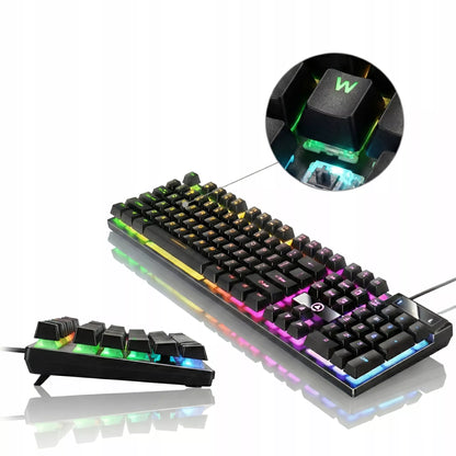 JUODA KLAVIATŪRA SU RGB APŠVIETIMU ŽAIDĖJAMS GAMING LED JUODA