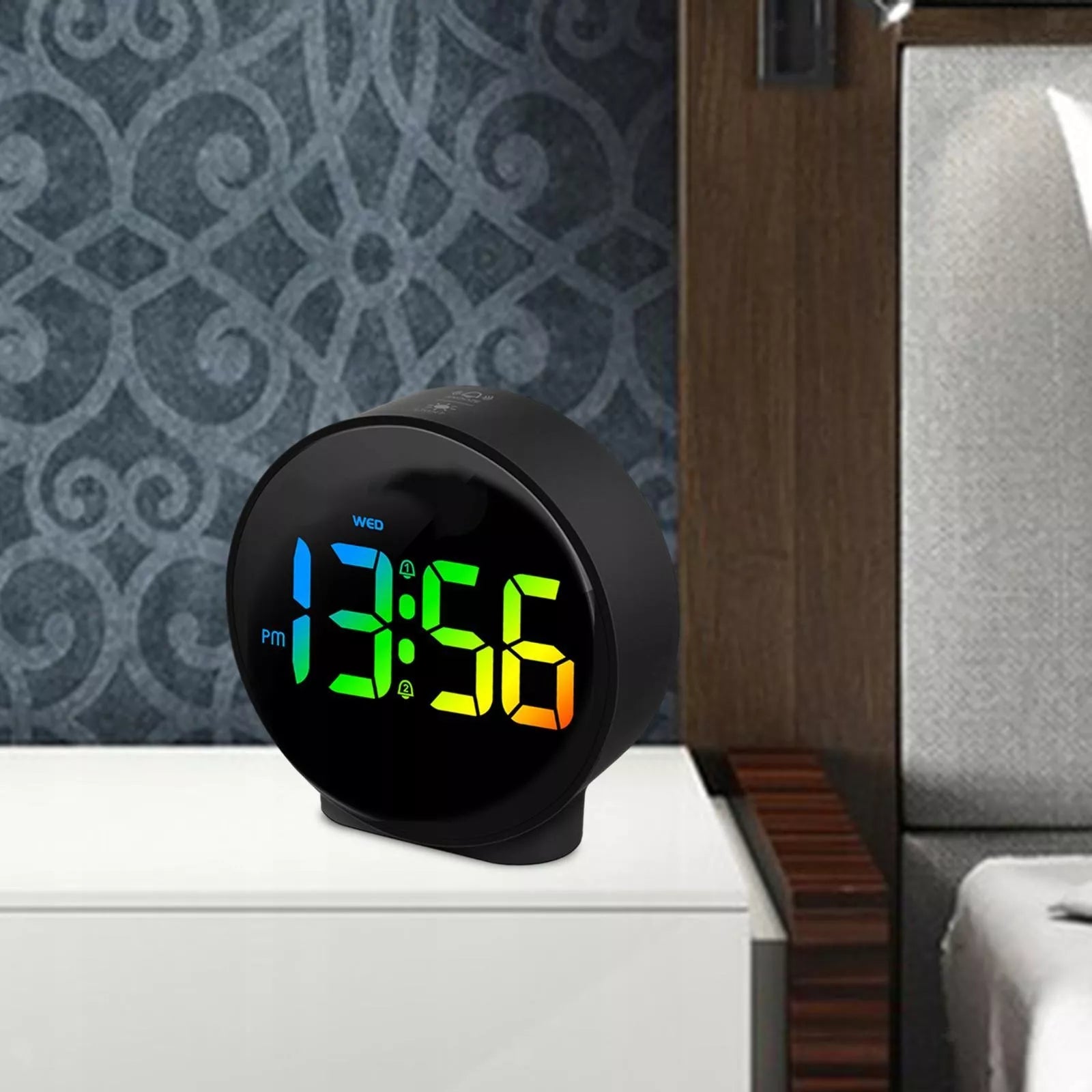 Skaitmeninis LED HD 3D stalo elektroninis laikrodis su dvigubu žadintuvu